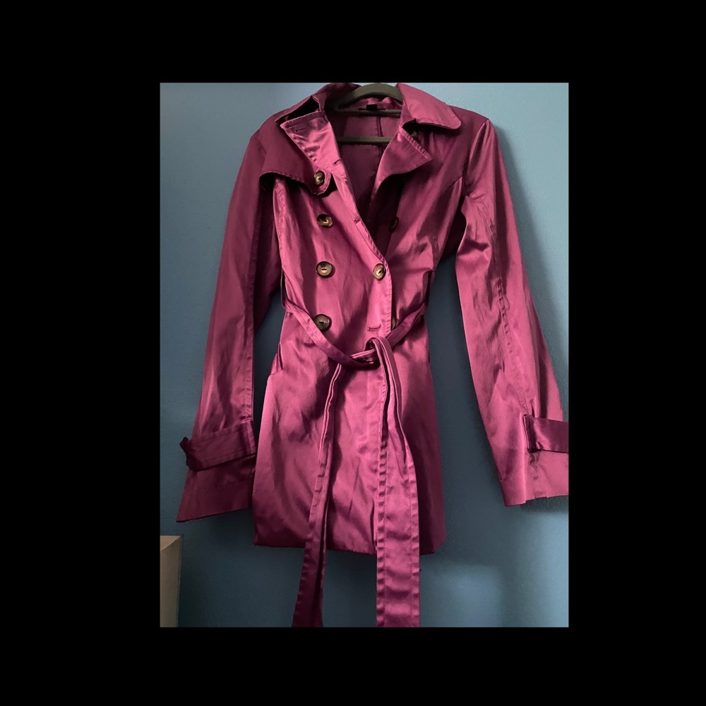 BCX pinkish plum trench coat size LG